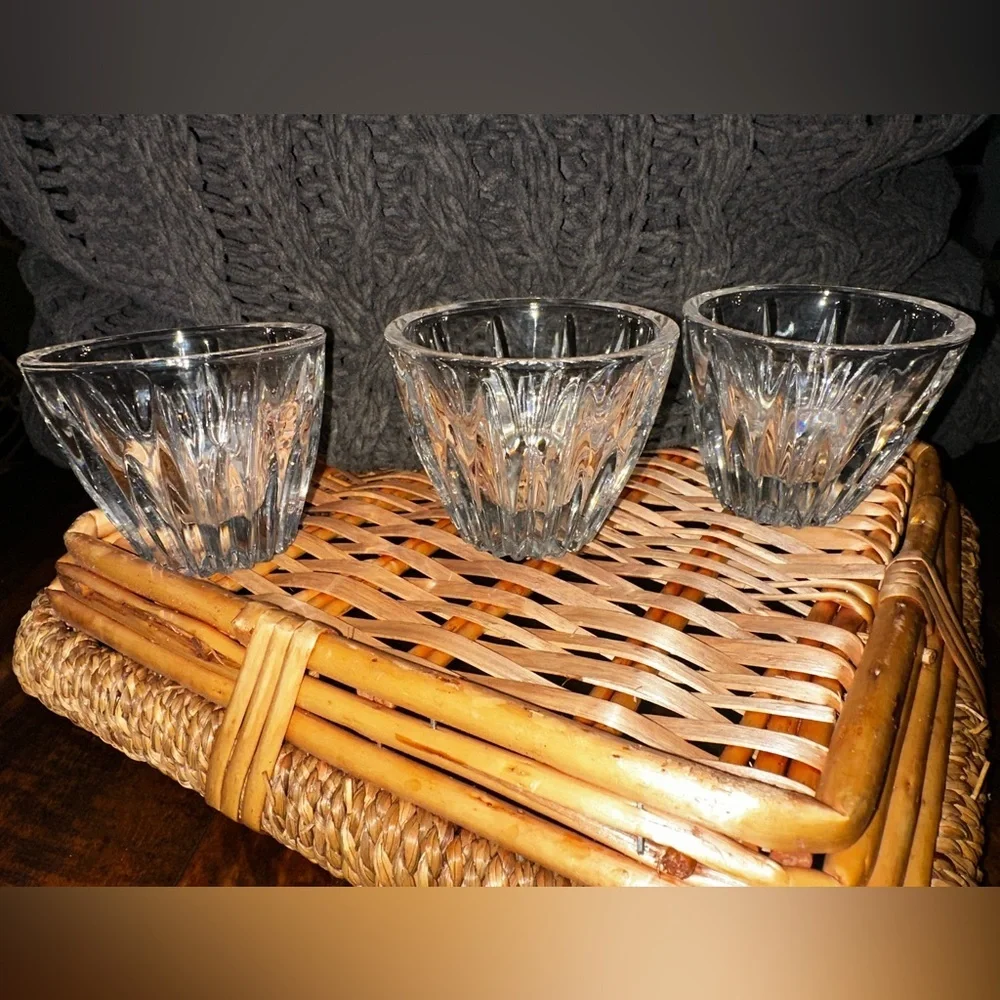 VINTAGE American Crystal Votives Collection Lot of 3 Full Lead Crystal 24%